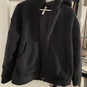 Fabletics Black Teddy Jacket with Hood